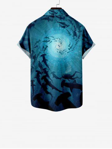 Spiral Diver Fish Ombre Seabed Print Plus Size Matching Hawaii Sea Creatures Beach Outfit For Family