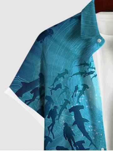 Spiral Diver Fish Ombre Seabed Print Plus Size Matching Hawaii Sea Creatures Beach Outfit For Family