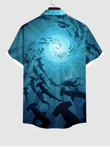 Spiral Diver Fish Ombre Seabed Print Plus Size Matching Hawaii Sea Creatures Beach Outfit For Family