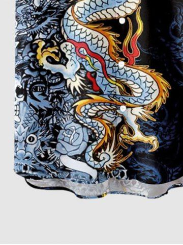 Dragon Wizard Skulls Rose Flower Print Plus Size Matching Set For Couples