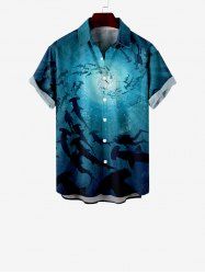 Kid's Fish Ombre Spiral Sea World Print Hawaii Sea Creatures Button Pocket Shirt -  