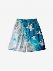 Plus Size Sandstone Turtle Ombre Sea Print Hawaii Sea Creatures Beach Shorts For Men -  