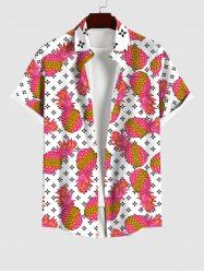 Chemise hawaïenne grande taille à imprimé floral ananas coloré et poches boutonnées pour hommes - Multi-A 3XL