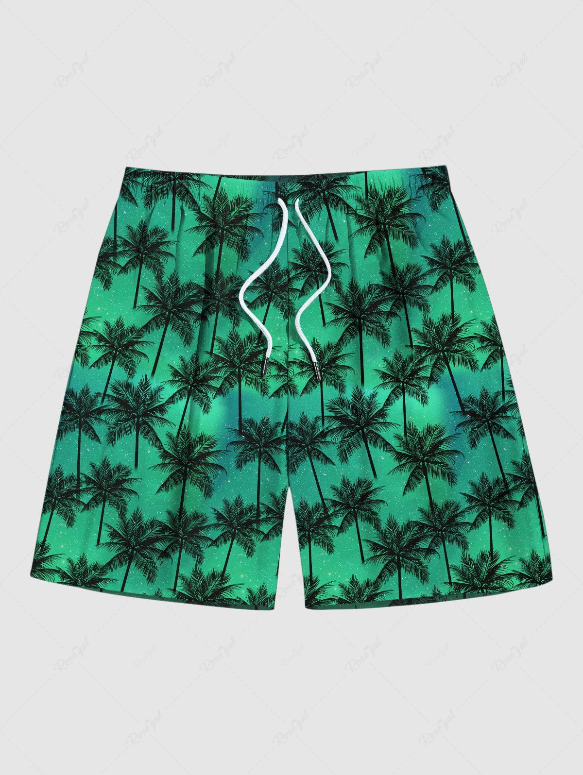 Unique Men's Galaxy Coconut Tree Print Hawaii Beach Shorts  