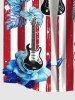 American Flag Coconut Leaves Guitar Print Plus Size Matching Set For Couples -  