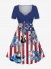 American Flag Coconut Leaves Guitar Print Plus Size Matching Set For Couples -  