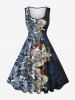 Dragon Wizard Skulls Rose Flower Print Plus Size Matching Set For Couples -  