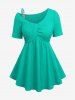 Haut Côtelé Texturé à Bretelle de Grande Taille avec Chaîne en Couleur Unie - Vert 4X | US 26-28
