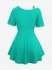 Haut Côtelé Texturé à Bretelle de Grande Taille avec Chaîne en Couleur Unie - Vert 4X | US 26-28