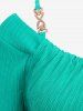 Haut Côtelé Texturé à Bretelle de Grande Taille avec Chaîne en Couleur Unie - Vert 4X | US 26-28