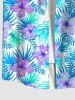 Plus Size Flowers Palm Leaf Print Buttons Pocket Hawaii Shirt For Men -  