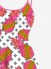 Robe à bretelles asymétrique à imprimé floral et ananas coloré grande taille, style hawaïen - Multi-A 6X