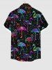 Plus Size Colorful Flamingo Galaxy Glitter 3D Print Buttons Pocket Hawaii Shirt For Men -  