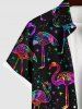 Plus Size Colorful Flamingo Galaxy Glitter 3D Print Buttons Pocket Hawaii Shirt For Men -  
