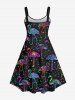 Robe débardeur hawaïenne grande taille à imprimé 3D pailleté flamant rose et galaxie - Noir 2X