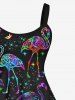 Robe débardeur hawaïenne grande taille à imprimé 3D pailleté flamant rose et galaxie - Noir 2X