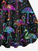 Robe débardeur hawaïenne grande taille à imprimé 3D pailleté flamant rose et galaxie - Noir 2X
