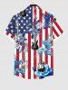 Chemise à Imprimé Drapeau Américain Crânien Grande Taille avec Poche et Boutons pour Homme - Multi-A 3XL