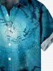 Kid's Fish Ombre Spiral Sea World Print Hawaii Sea Creatures Button Pocket Shirt -  