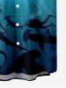 Kid's Fish Ombre Spiral Sea World Print Hawaii Sea Creatures Button Pocket Shirt -  