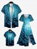 Kid's Fish Ombre Spiral Sea World Print Hawaii Sea Creatures Button Pocket Shirt -  
