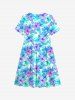 Robe Hawaïenne à Imprimé Feuilles de Palmier et Fleurs pour Enfants - Bleu clair 100