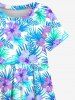 Kid's Flowers Palm Leaf Print Hawaii Dress -  