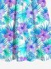 Kid's Flowers Palm Leaf Print Hawaii Dress -  