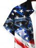 Chemise Boutonnée Drapeau Américain Imprimé avec Poche Grande Taille - Noir 3XL