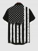 Men's Patriotic American Flag Sunflower Print Buttons Pocket Shirt -  