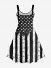 Plus Size Patriotic American Flag Sunflower Print Tank Top -  