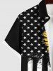 Men's Patriotic American Flag Sunflower Print Buttons Pocket Shirt -  