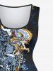 Plus Size Dragon Wizard Skulls Rose Flower Print A Line Swing Dress -  