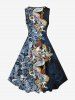 Plus Size Dragon Wizard Skulls Rose Flower Print A Line Swing Dress -  