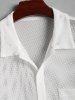 Men's Sheer Net Button Up Solid Color Front Pocket Design Short Sleeves Shirt -  