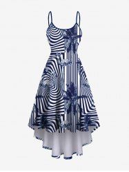 Plus Size Flamingo Coconut Tree Zebra Striped Printed Hawaii High Low Asymmetric A Line Cami Dress -  