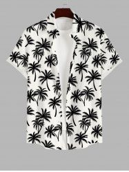 Chemise Hawaïenne Imprimé Cocotier à Boutons avec Poche pour Homme - Blanc 3XL