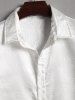 Chemise Bicolore Boutonnée Dragon et Jacquard à Manches Courtes en Satin pour Hommes - Blanc M