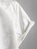 Men's Oriental Dragon Jacquard Silky Satin Button Up Short Sleeves Shirt -  