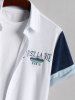 Chemise en Tissu Étanche Manches Courtes avec Lettre Brodée en Blocs de Couleurs pour Hommes - Blanc S