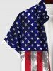 Chemise Imprimé Drapeau Américain Hawaiien à Boutons Grande Taille avec Poches - Multi-A S