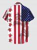 Chemise Imprimé Drapeau Américain Hawaiien à Boutons Grande Taille avec Poches - Multi-A 3XL