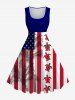 Patriotic American Flag Turtle Coconut Tree Print Plus Size Matching Hawaii Beach Outfit For Couples -  