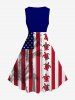 Patriotic American Flag Turtle Coconut Tree Print Plus Size Matching Hawaii Beach Outfit For Couples -  