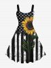 Patriotic American Flag Sunflower Print Plus Size Matching Outfit For Couples -  