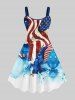 Patriotic American Flag Eagle Watercolor Print Plus Size Matching Outfit For Couples -  
