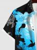 Plus Size Sea Creatures Turtle Fish Colorblock Print Buttons Pocket Hawaii Shirt For Men -  