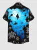 Plus Size Sea Creatures Turtle Fish Colorblock Print Buttons Pocket Hawaii Shirt For Men -  