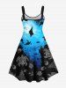 Plus Size Sea Creatures Turtle Fish Colorblock Print Hawaii Tank Dress -  