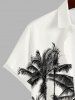 Men's Ink Painting Coconut Tree Print Buttons Pocket Hawaii Shirt -  